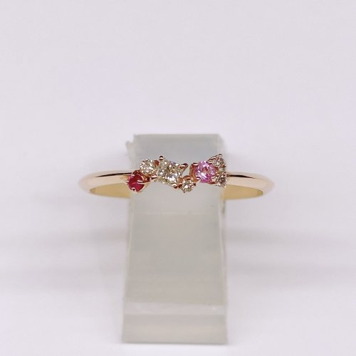 【送料無料】K18 天然 ダイヤモンド ピンク サファイア リング 指輪 PG