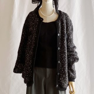agnes b. Tweed Jacket Style Knit Cardigan