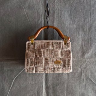 Vintage Wood Handle Straw Bag