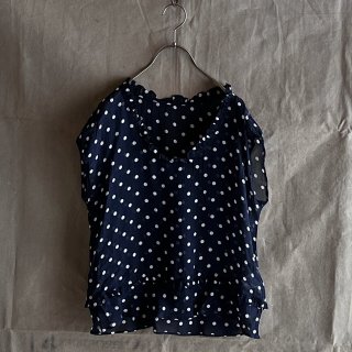 SALE 30%OFF Silk Pullover Tops Sheer Polka Dots
