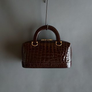 Vintage Crocodile Embossed Boston Bag