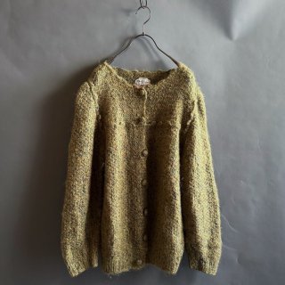 Vintage Mohair Knit Cardigan Matcha Mix Nep color