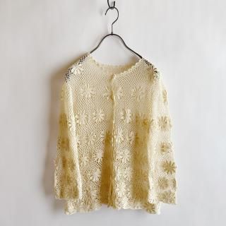 Vintage Cotton Crochet Lace Knit Cardigan