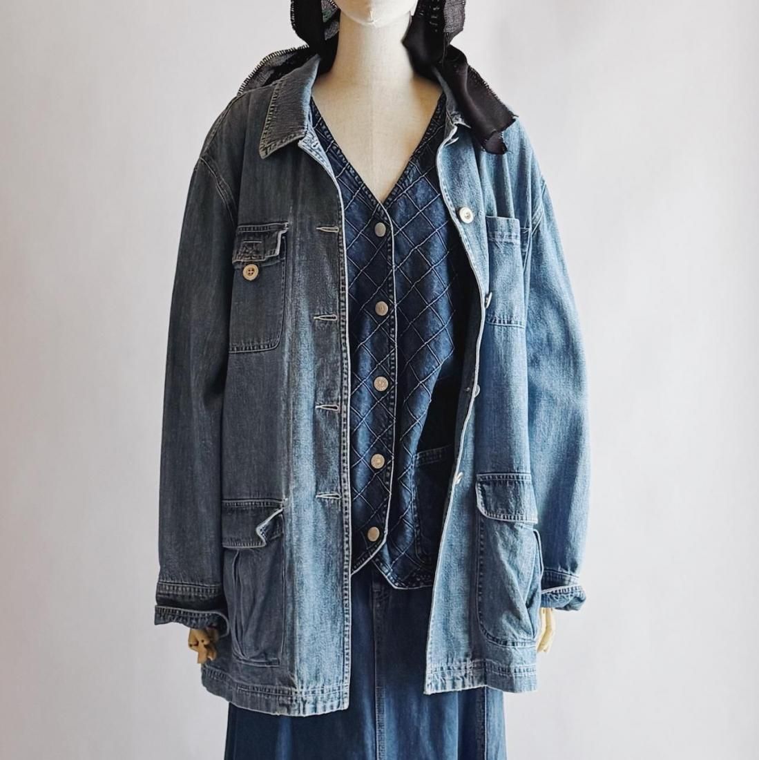 Vintage Denim Coverall Jacket - WATASHI A vintage shop Vintage Denim Coverall Jacket - WATASHI A vintage shop