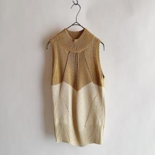 CELINE PARIS  Bicolor Sleeveless Knit Sweater
