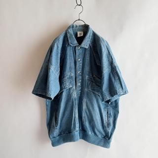 Vintage Denim Short Sleeve Blouson Top