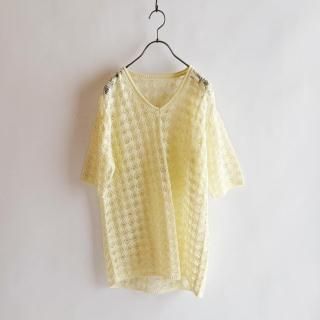 Openwork Lace Sheer Short Sleeve Top