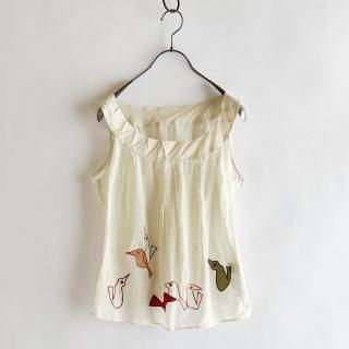 Bird Patchwork Sleeveless Blouse
