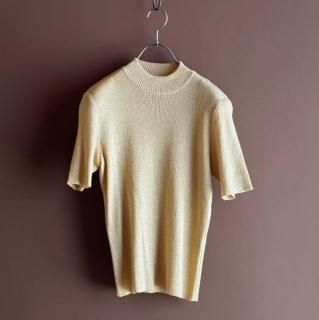 Power Shoulder Short Sleeve Glitter Knit Sweater