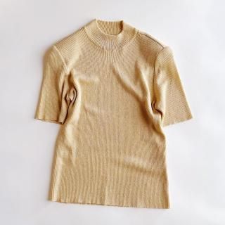 Power Shoulder Short Sleeve Glitter Knit Sweater