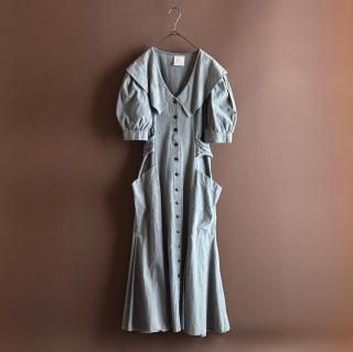 Vintage Big Collar Puff Sleeve Dress