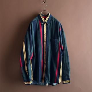 Oversized Multi-Stripe Button-Down Shirt