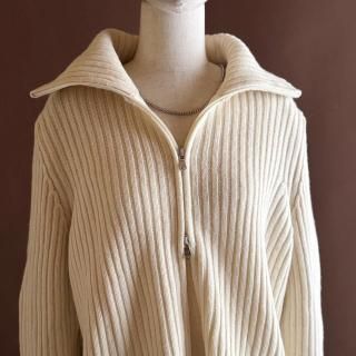 Vintage BENETTON Double-Zip Rib Knit Sweater