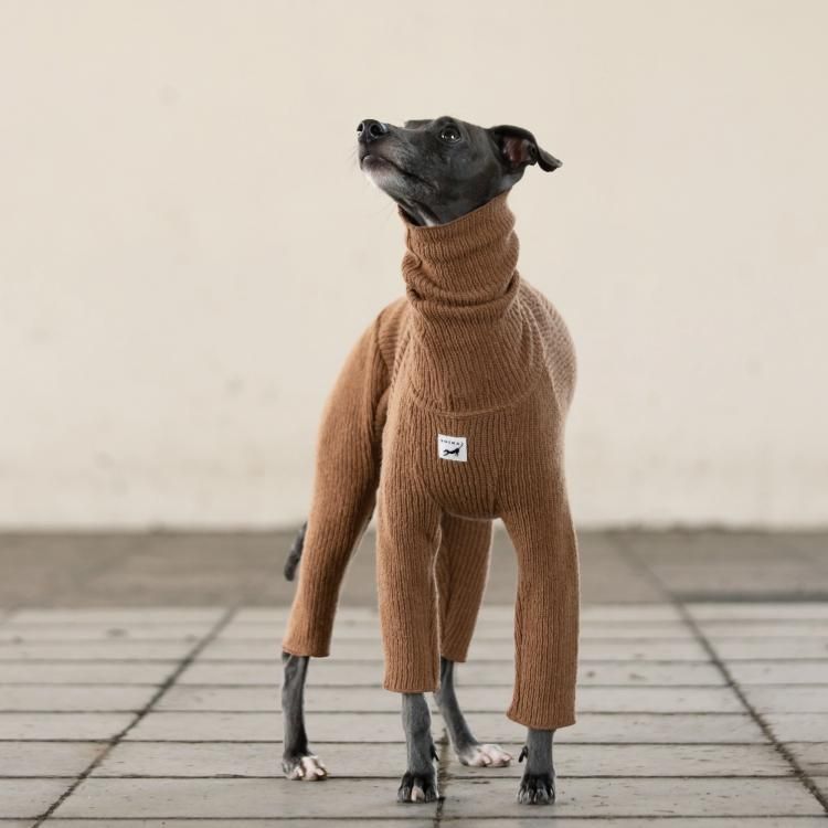  QUARTER WOOL KNIT ROMPERS [CAMEL]