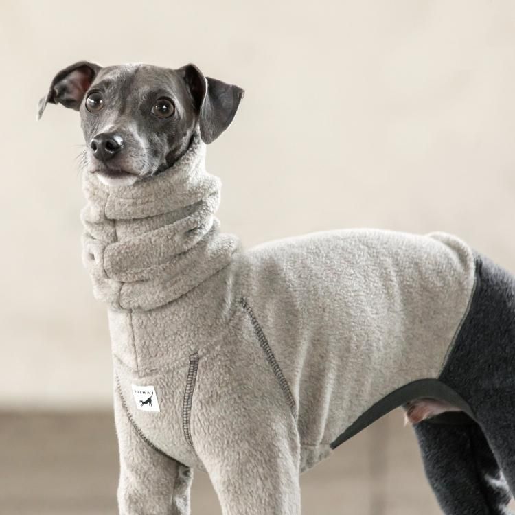 FLEECE L/S ROMPERS [DARK BEIGE/CHARCOAL] 
