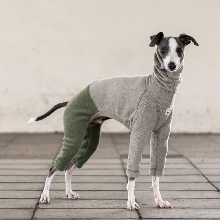 FLEECE L/S ROMPERS [DARK BEIGE/GREEN] 
