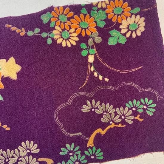 アンティーク　女の子　お着物　縮緬　深い桔梗紫色　正絹 美品 アンティーク 女の子 お着物 縮緬 深い桔梗紫色 正絹 美品