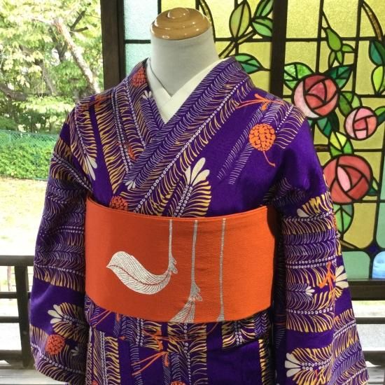 やゝK-559*アートな松模様/アンティークきもの - yaya-kimono やゝK-559*アートな松模様/アンティークきもの - yaya-kimono