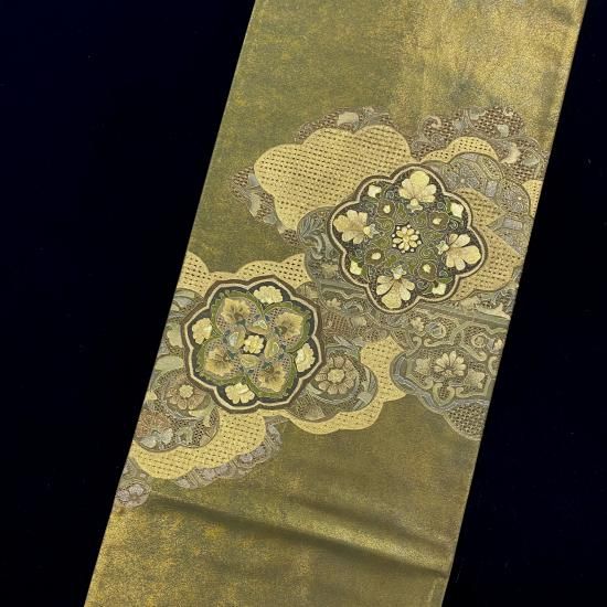 スワトウ刺繍と螺鈿細工の袋帯着物 - 袋帯