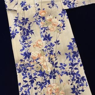 古布◆美品◆貴重な縮緬◆アンティーク着物◆◆紫地◆縮緬◆ 袖丈63㎝丈137cm 古布◇美品◇貴重な縮緬◇アンティーク着物◇◇紫地◇縮緬