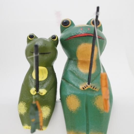 大きめお座り釣りカエル - インドネシア雑貨 ぶんぶん堂