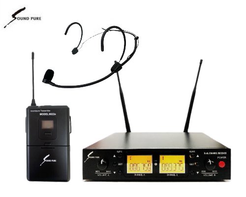 Soundpure（サウンドピュア）　黒ヘッドセット1個 / 2ch受信機 ワイヤレスセット B帯　SPWH01-22eHSBK