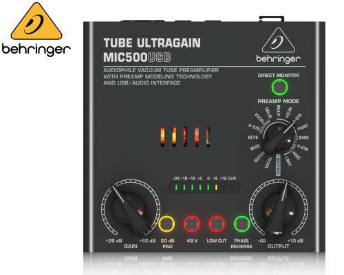 BEHRINGER（ベリンガー）マイクプリアンプ MIC500USB TUBE ULTRAGAIN
