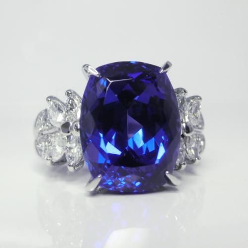 Pt900 1.14ct 0.33ct タンザナイト ダイヤモンド リング-