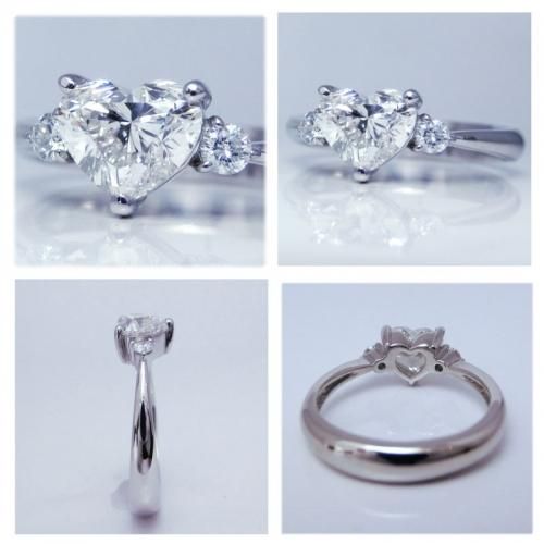Pt900 ハートシェイプダイヤモンドリング D 1.02ct D 0.12ct Pt900 ハートシェイプダイヤモンドリング D 1.02ct D 0.12ct