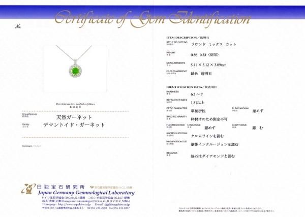 ロシア産 デマントイドガーネット ダイヤモンドネックレス DTG