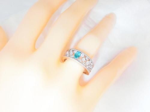 パライバトルマリン ダイヤモンドリング PA 0.26ct D 0.36ct中央