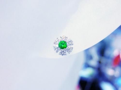デマントイドガーネット ダイヤモンドピアス DTG 0.14ct D 0.28