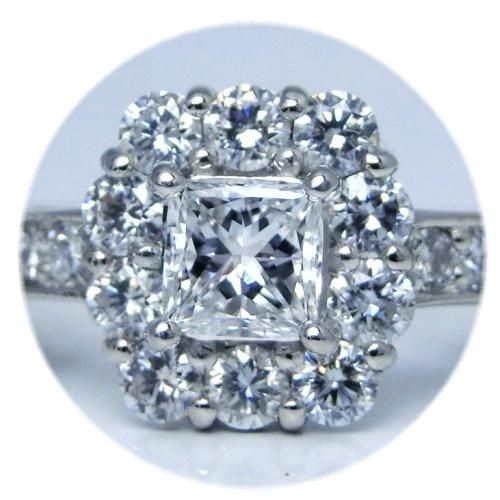 Pt900 プリンセスカット ダイヤモンド リング 1.00ct