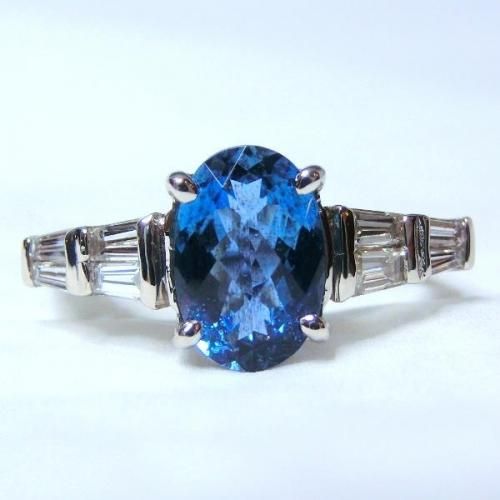 Pt900 サンタマリア アクアマリン ダイヤモンドリング AQ 1.13ct Pt900 サンタマリア アクアマリン ダイヤモンドリング AQ 1.13ct