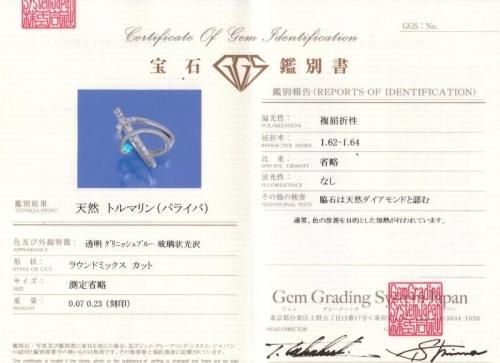 Pt900 ブラジル産パライバトルマリン ダイヤモンドリング PA