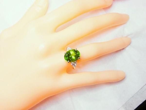 Pt900 ペリドット H&Cダイヤモンドリング PE 7.611ct D 0.40ct Pt900 ペリドット H&Cダイヤモンドリング PE 7.611ct D 0.40ct