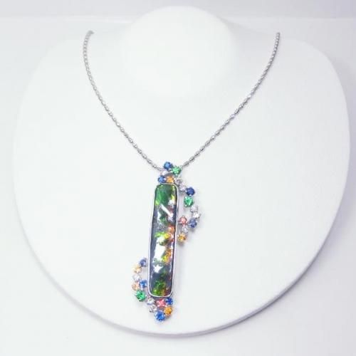 K18WG ボルダーオパール ダイヤモンド ファンシーカラー