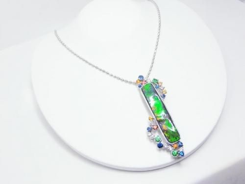 ❤❤4.5㌌　✨✨オパール ✨✨ K18WG ボルダーオパール ダイヤモンド ファンシーカラー