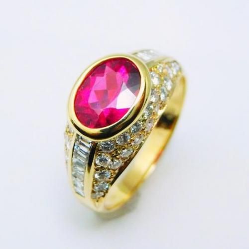 K18YG ルベライト ダイヤモンドリング TR 1.355ct D 0.89ct K18YG ルベライト ダイヤモンドリング TR 1.355ct D 0.89ct