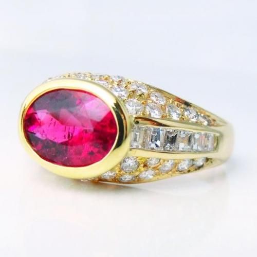 K18YG ルベライト ダイヤモンドリング TR 1.355ct D 0.89ct K18YG ルベライト ダイヤモンドリング TR 1.355ct D 0.89ct