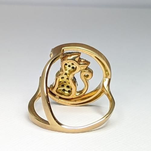 K18YG 猫 ブラックダイヤモンド＆ダイヤモンドリング BLD 0.47ct