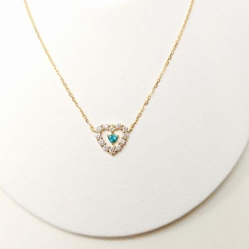 K18YG ブラジル産パライバトルマリン ダイヤモンドネックレス PA 0.06