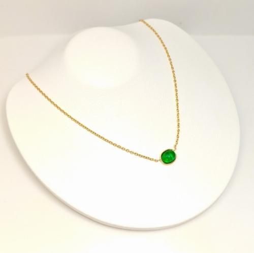 K18YG C-LINE エメラルドネックレス EM 0.72ct 40cm GGSJ鑑別書付