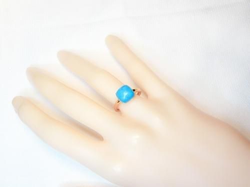 ターコイズリング TQ 4.37ct K18YG C-LINE ターコイズリング TQ 4.37ct K18YG C-LINE