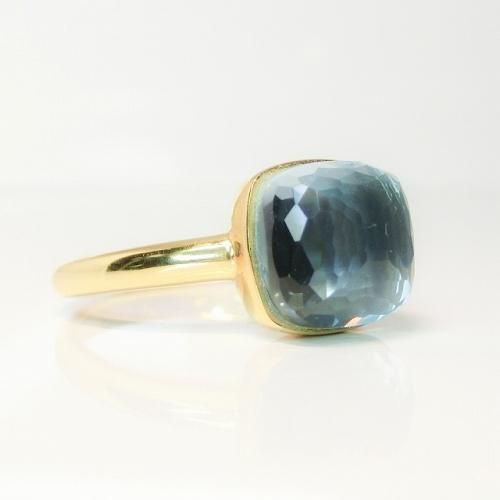 天然石リング/8.5号/ブルートパーズ ブルートパーズ リング 指輪 大粒 12.0ct K10WG スイスブルー