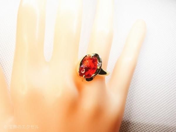 ファイアオパール ダイヤモンドリング OP 2.13ct D 0.03ct K18YG