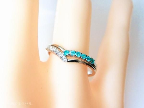 銅2.49%パライバトルマリン0.116ctリング 銅4.09%パライバトルマリンダイヤモンドリング 【公式通販】