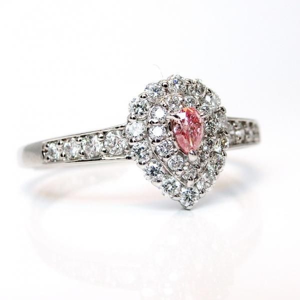 ピンクダイヤモンドリング PD 0.062ct D 0.37ct Fancy-Pink-SI1 中央 