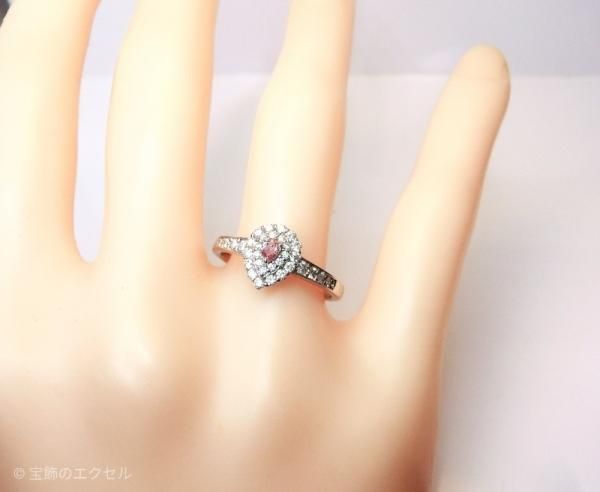 ピンクダイヤモンドリング PD 0.062ct D 0.37ct Fancy-Pink-SI1 中央 ...