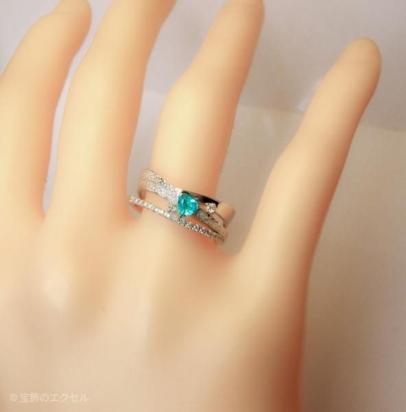 パライバトルマリン ダイヤモンドリング ブラジル産 PA 0.09ct D